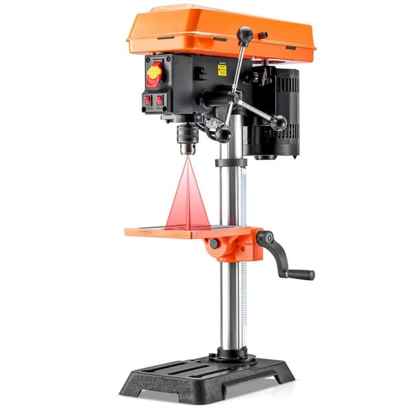 Bænkboremaskine 254 mm, 10 tommer, 6,2A induktionsmotor, 550W, 5-hastigheds kontrol, vipbart bord, 510-2430 omdr./min, variabel vinkling