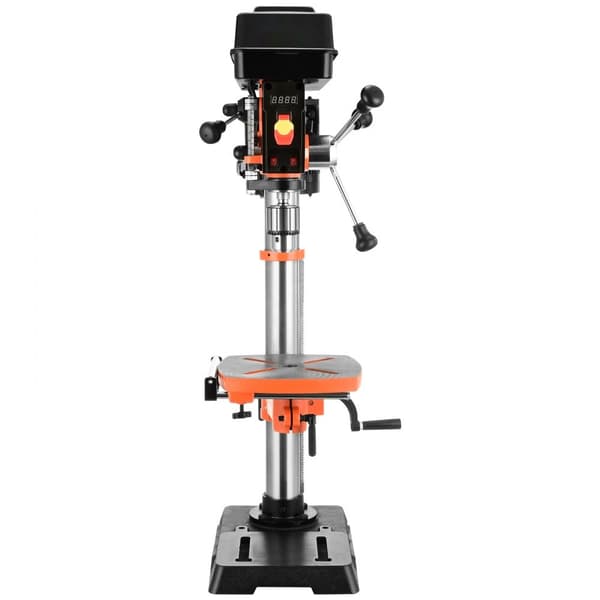 Penkkiporakone 750 W, säädettävä nopeus 440-2580 rpm, 12 tuuman kääntö, kallistuva työpöytä, LED-työvalo, röntgenasemointi