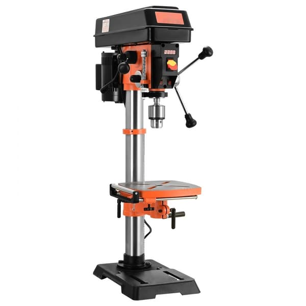 Penkkiporakone 750 W, säädettävä nopeus 440-2580 rpm, 12 tuuman kääntö, kallistuva työpöytä, LED-työvalo, röntgenasemointi