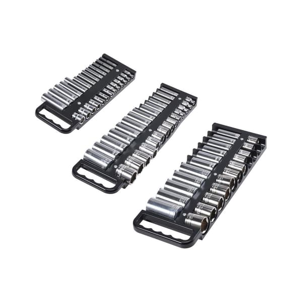 Bærbar Socket Organizer Sæt 3 STK, 76-Clip Magnetisk Socket Bakke, Metrisk og SAE, Effektiv Opbevaring til Værktøj.