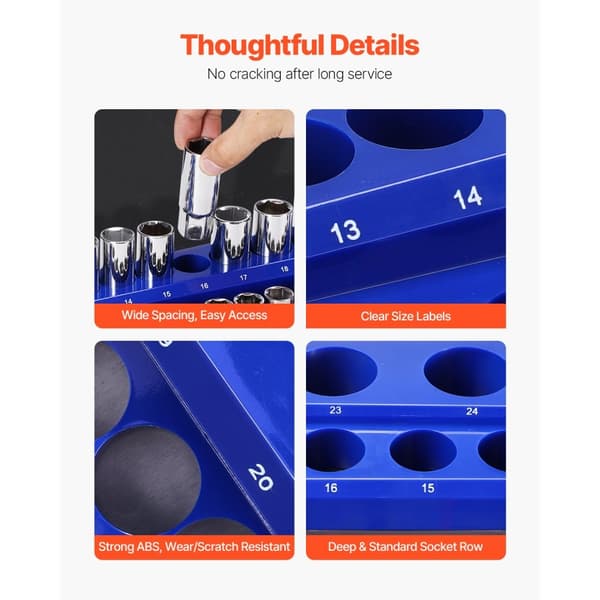 Magneettinen Socket Organizer -sarja, 3 Kpl, Sininen, Metrinen, Käytännölliset ja Monipuoliset Socket-alustat