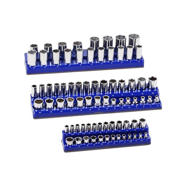 Magneettinen Socket Organizer -sarja, 3 Kpl, Sininen, Metrinen, Käytännölliset ja Monipuoliset Socket-alustat