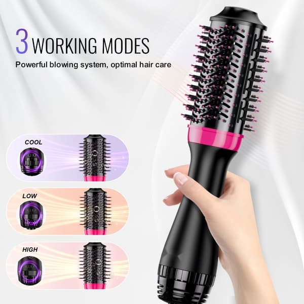 Ionic hårføntørrer børste med 65 mm oval tønde, multifunktionel styler, nem styling, varm luft, hurtig tørring.