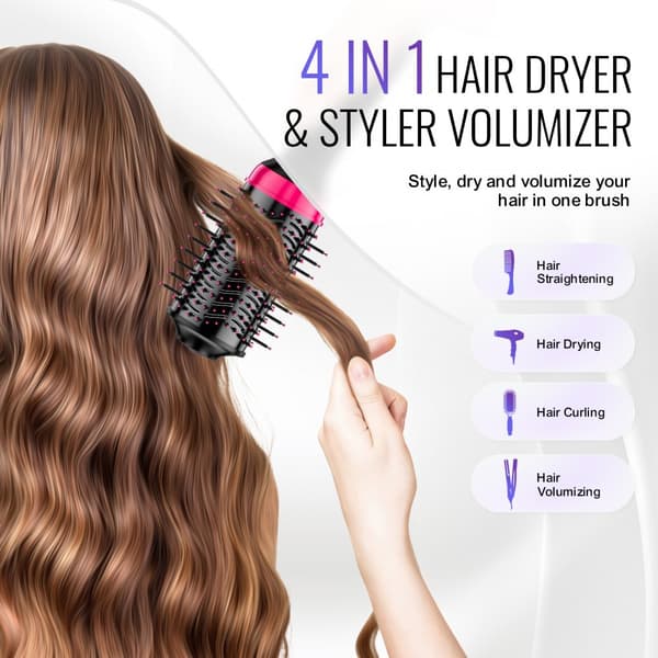 Ionic hårføntørrer børste med 65 mm oval tønde, multifunktionel styler, nem styling, varm luft, hurtig tørring.