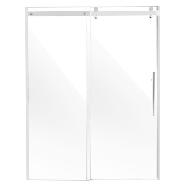 Rammeløs brusedør 58-59 x 75, SGCC hærdet glas, 5/16” krom, stilfuld og holdbar, perfekt til moderne badeværelser.