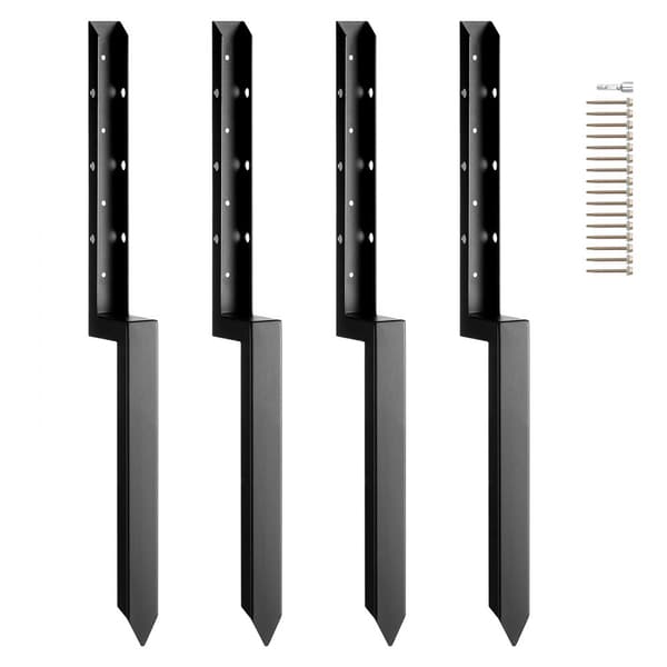 Hegnspæl Anker Reparationssæt, 4 Pack, 2x2 Tommer, Heavy Duty Stål, Støttepæle, Anker Spyd til Vippet & Knækket Træ Hegnspæl