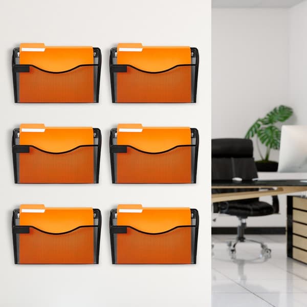 Väggställ Mesh, 6-delad Filhållare, Organisera Ditt Utrymme, Perfekt för Kontor och Skola, Hållbart Material, Stilren Design