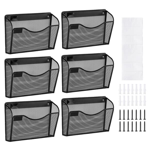 Väggställ Mesh, 6-delad Filhållare, Organisera Ditt Utrymme, Perfekt för Kontor och Skola, Hållbart Material, Stilren Design
