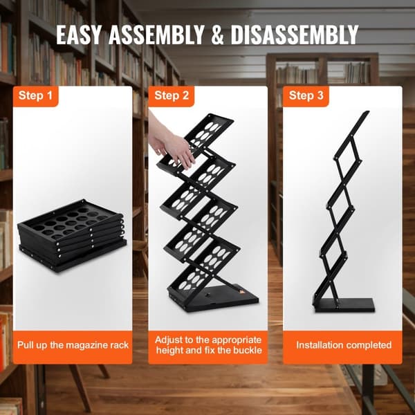 Foldbart Magasin Display Stativ 4 Pocket, Brochure & Litteratur Display, Stabil & Praktisk, Perfekt til Lokaler.
