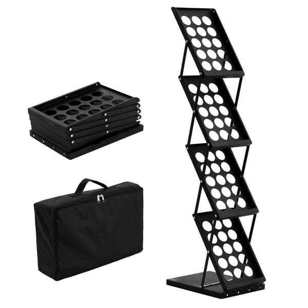Foldbart Magasin Display Stativ 4 Pocket, Brochure & Litteratur Display, Stabil & Praktisk, Perfekt til Lokaler.