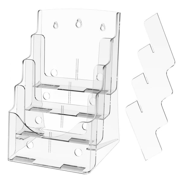 Akryl Brochure Holder 8,5 x 11 tommer, 4-lags Litteratur Display Stativ, Clear, Ideel til Kontor og Messe, Pladsbesparende Design.
