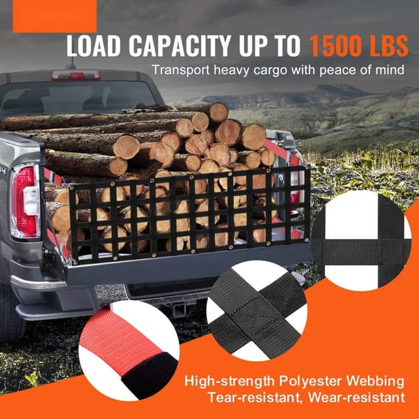 Bagklap Net til Pickup Truck, 54x18, Justerbart, Sikker Lastbeskyttelse, Holdbart og Let at Installere.