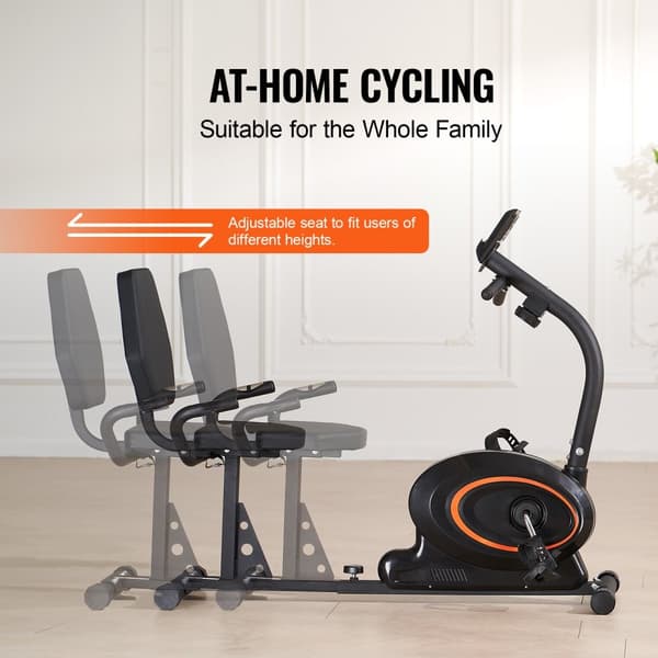 Magnetisk modstand Liggande motionscykel til voksne og seniorer, stationær cykel med komfortabelt design og justerbar sæde.