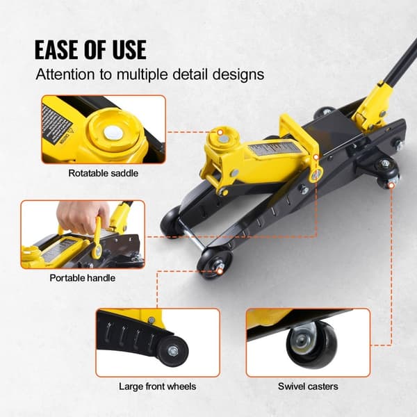 Lavprofil Gulvjek 2 Ton, Robust Enkeltstempel Hydraulikpumpe, Ideel til Hjemmearbejde, Kompakt Design, Høj Kvalitet.