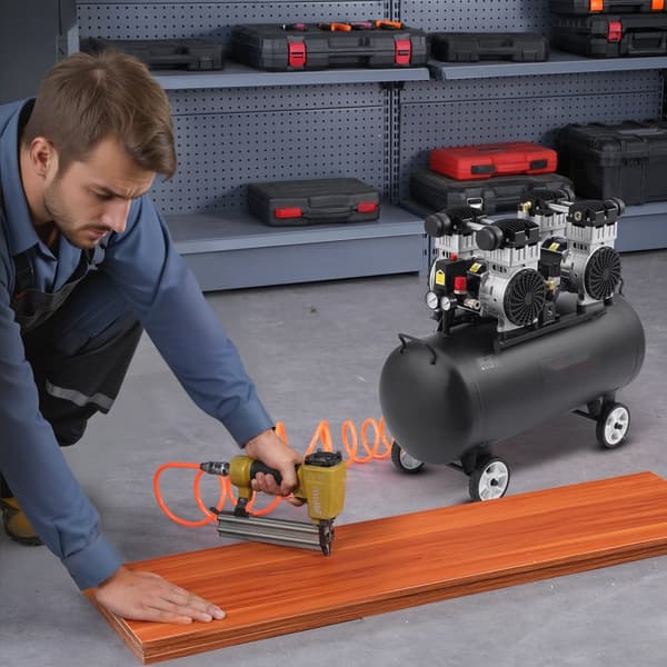 Luftkompressor Bärbar Oljefri 20 Gallon, 90 PSI, Tyst Drift, Effektiv, Energisparande, Perfekt för Hem och Garage