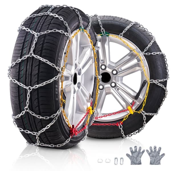 Snökedjor i manganlegerad stål, hög dragkraft, silver, 2-pack, vinterkörning, förbättrad säkerhet, väggrepp