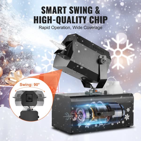 Snemaskine 2000W Trådløs, Fjernbetjent Swing Snemaskine, Ideel til Skiferier, Effektiv Snebortskaffelse.