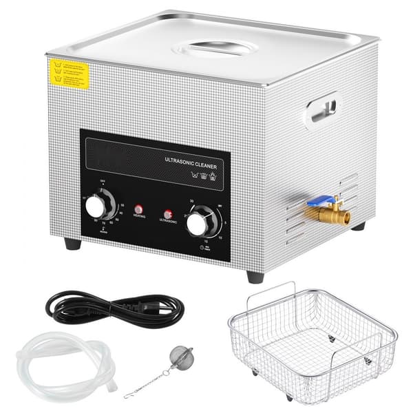 Ultralydsrenser 15L med varme, timer & kurv, digital sonic maskine til effektiv rengøring.