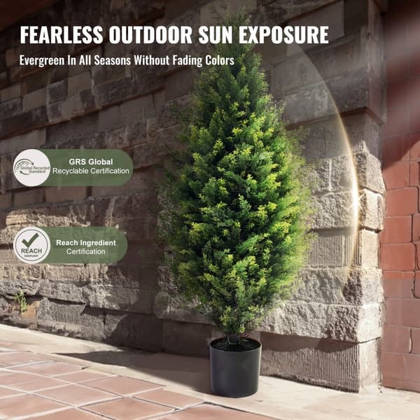 2-pack Konstgjord Ceder Topiary Träd, UV-beständig, Långvarig Dekoration för Inomhus och Utomhus, Realistisk Faux Växt
