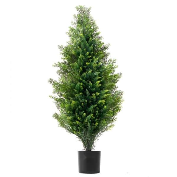2-pack Konstgjord Ceder Topiary Träd, UV-beständig, Långvarig Dekoration för Inomhus och Utomhus, Realistisk Faux Växt