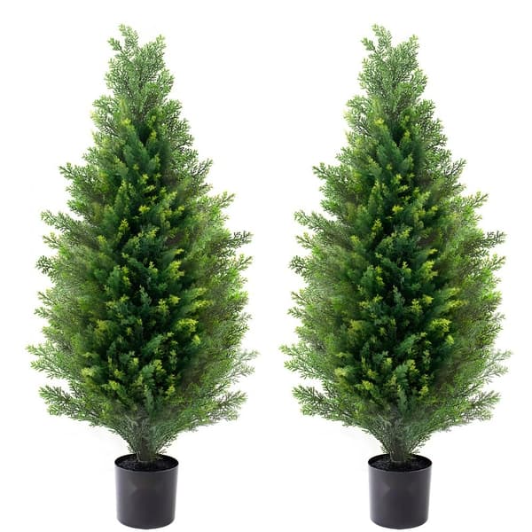 2-pak 3' kunstig cedertræ plante, UV-bestandig indendørs/udendørs dekoration, naturtro design, let at vedligeholde.