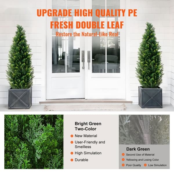 2-pack Konstgjord Ceder Topiary Träd 4', UV-skyddad Växt, Inomhus/Ute Dekoration, Perfekt för Trädgård och Heminredning