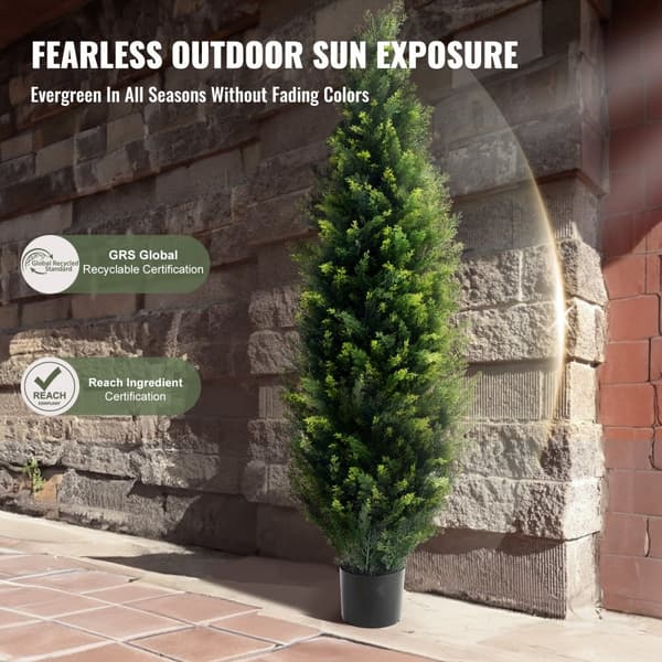 5' Keinotekoinen Cedar Topiary Puu, UV-suojattu Faux Kasvi, Sisä- ja Ulkokäyttöön, Koristeellinen Väärennetty Puu, 2 Pakkausta