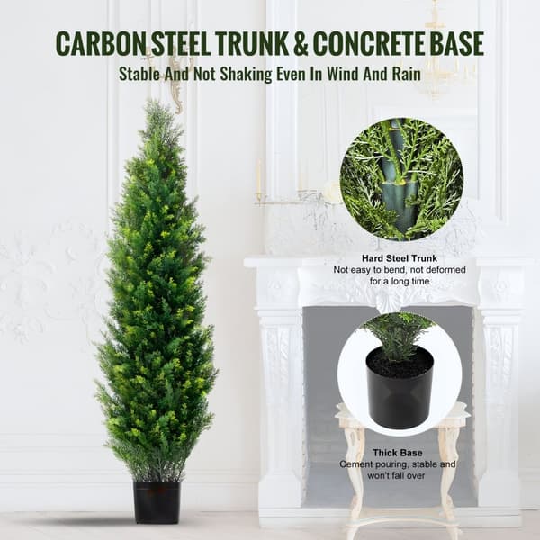 5' Keinotekoinen Cedar Topiary Puu, UV-suojattu Faux Kasvi, Sisä- ja Ulkokäyttöön, Koristeellinen Väärennetty Puu, 2 Pakkausta