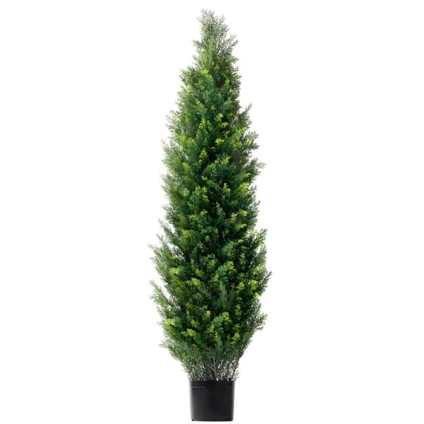 5' Keinotekoinen Cedar Topiary Puu, UV-suojattu Faux Kasvi, Sisä- ja Ulkokäyttöön, Koristeellinen Väärennetty Puu, 2 Pakkausta