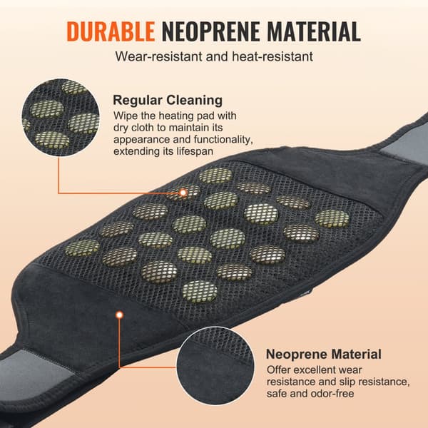 Far Infrarød varmepude 10 naturlige jade og 10 turmalinsten, justerbar varme, smerteaflastning, ergonomisk design, massagefunktion.
