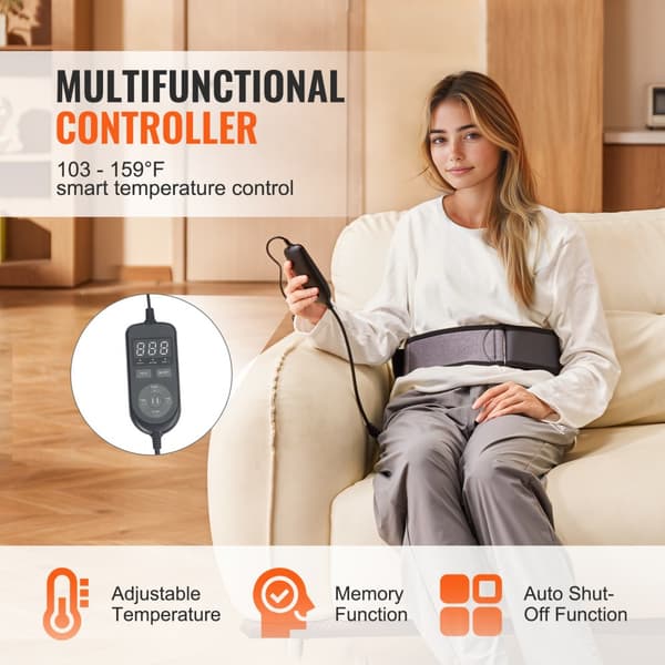 Far Infrarød varmepude 10 naturlige jade og 10 turmalinsten, justerbar varme, smerteaflastning, ergonomisk design, massagefunktion.
