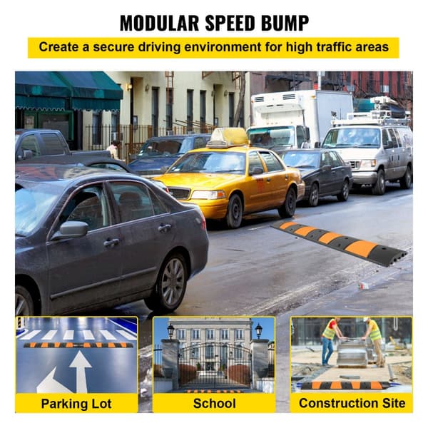 Modulær Gummi Speed Bump Kabelbeskytter Ramp 6FT, 2-kanals, velegnet til indkørsler, slidstærk og sikker.