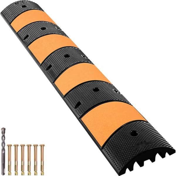Modulær Gummi Speed Bump Kabelbeskytter Ramp 6FT, 2-kanals, velegnet til indkørsler, slidstærk og sikker.