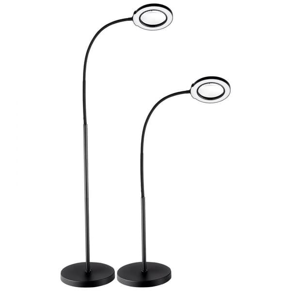 Golvförstoringsglas 5X med LED-ljus och stativ, flexibel svanhals för detaljarbete, läsning och hantverk
