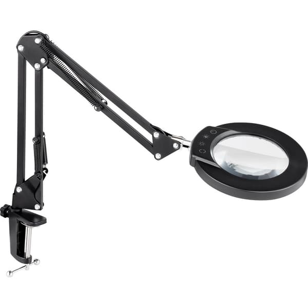 5X gulvforstørrelsesglas med stativ og LED-lys, 5 farvetilstande, 3-i-1, perfekt til hobby og håndværk.