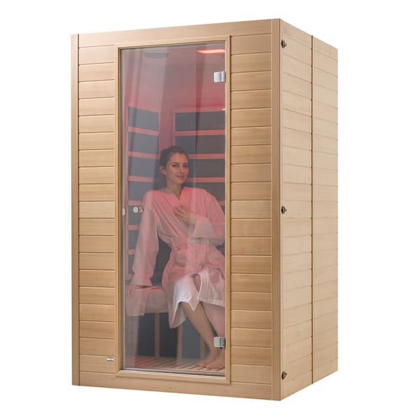 Far Infrared Trä Bastu för 2 Personer, 1800W, Effektiv Värme, Avkoppling och Hälsa, Inomhusbruk