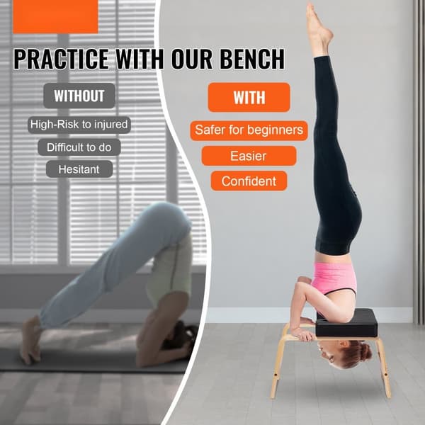 Yoga Hovedstand Bænk, Inversionsstol til Fitnessøvelser, Træning, Styrkebænk med Ergonomisk Design, Stabil Konstruktion.