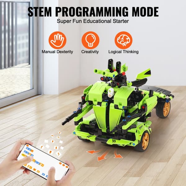 STEM Byggelegetøj 2-i-1 Bil/Robot, 461 STK, App & Fjernbetjening, Ideel til Børn, Læring & Leg.