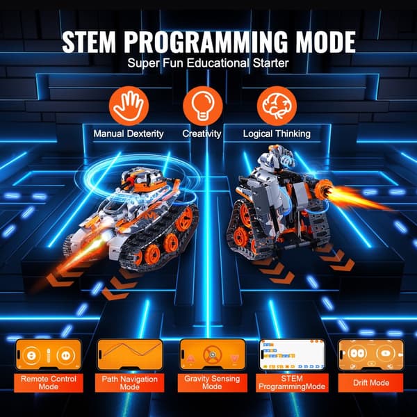 STEM byggelegetøj til børn, 5-i-1 app & fjernbetjening, bil/robot 554 dele, læringsleg, kreativitet, sjov undervisning.