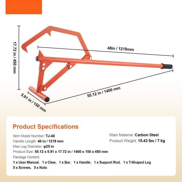 Timberjack 46,5 Heavy Duty Stocklyftare, Robust Design, Max 25 Diameter, Effektiv Tunga Lyft, Pålitlig Utrustning