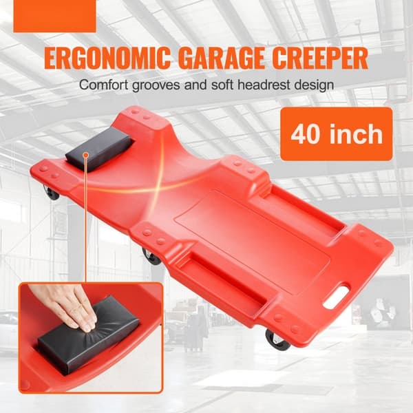 40 i Mekanisk Plastic Creeper, Automotive Rolling Garage, 350 lbs HDPE, robust, ergonomisk design, ideel til reparation og vedligeholdelse.