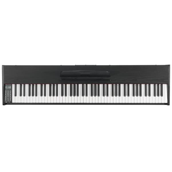 88-tasters fuldt vægtet digital klaver med dobbelt keyboardskab og justerbar bænk, ideel til musikere og koncertbrug.