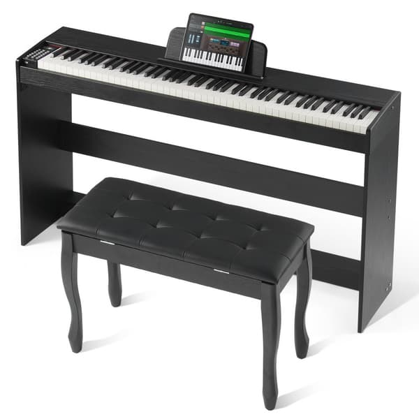 88 Näppäimen Täyspainotettu Digitaalinen Piano, Kaksoisnäppäimistö, Kaappikiinnike, Penkki, Laadukas Ääni, Helppo Käyttö