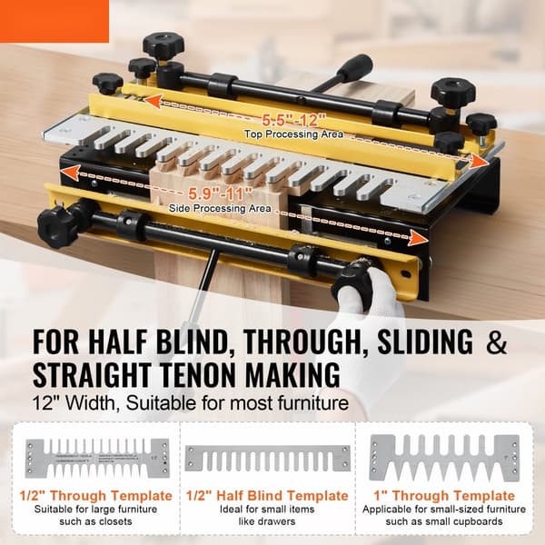 Præcise 12 tommer Dovetail Jig med 3 skabeloner, router jig til perfekte sammenføjninger, nem at bruge, høj kvalitet.