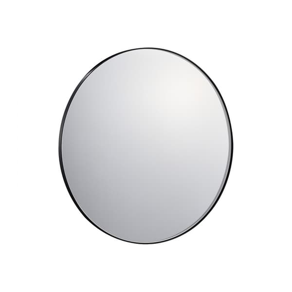 Rundt vægmonteret spejl 30 cm med aluminiumsramme, elegant design, perfekt til badeværelse og stue, let opsætning.