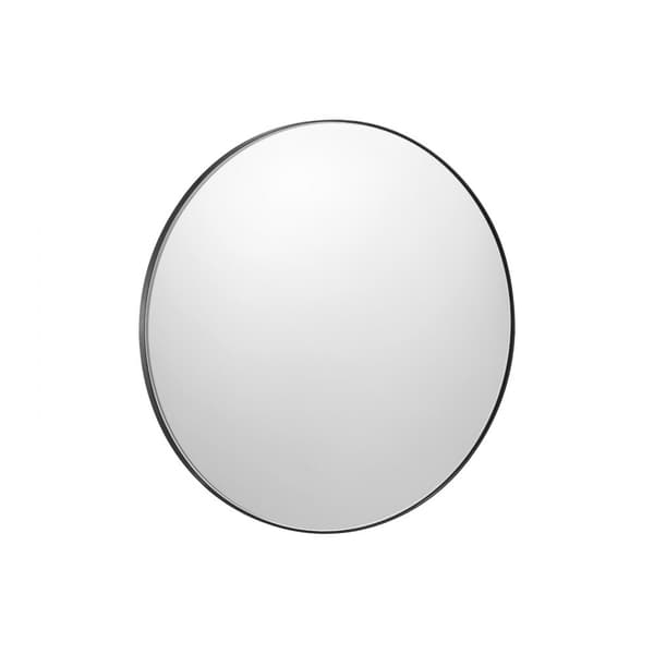 Rundt vægmonteret spejl 30 cm med aluminiumsramme, elegant design, perfekt til badeværelse og stue, let opsætning.