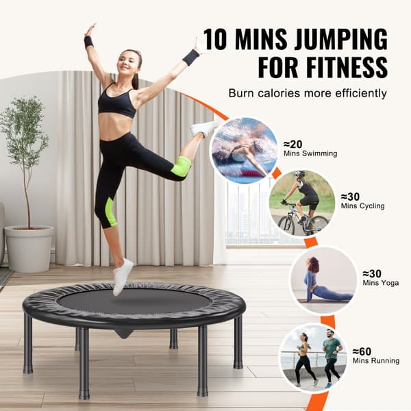 Hopfällbar mini fitnessstudsmatta 36, rebounder för inomhusträning, perfekt för cardio och styrka, lätt och kompakt design