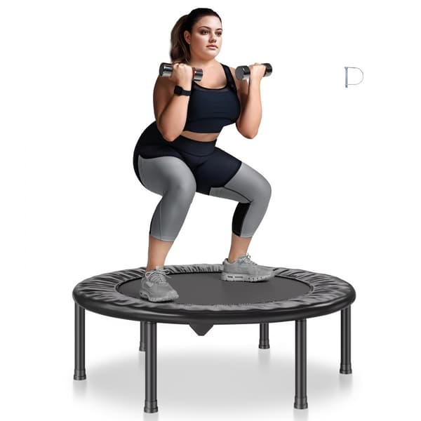 36” Foldbar Mini Fitness Trampolin til Voksne, Indendørs Rebounder, Kompakt Design, Perfekt til Træning og Fitness.
