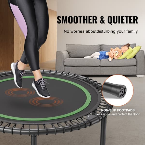 40 Foldbar Mini Fitness Trampolin til Voksne, Indendørs Træningsrebounder, Øget Kondition, Pladsbesparende Design