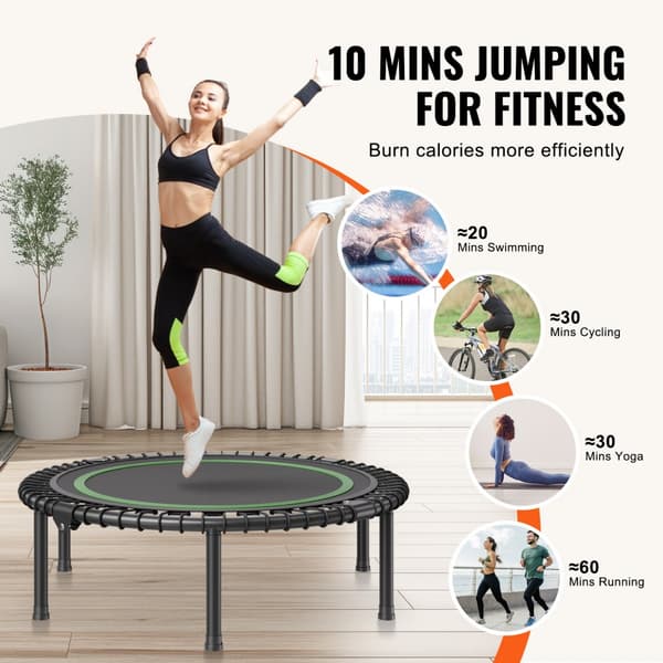 40 Foldbar Mini Fitness Trampolin til Voksne, Indendørs Træningsrebounder, Øget Kondition, Pladsbesparende Design